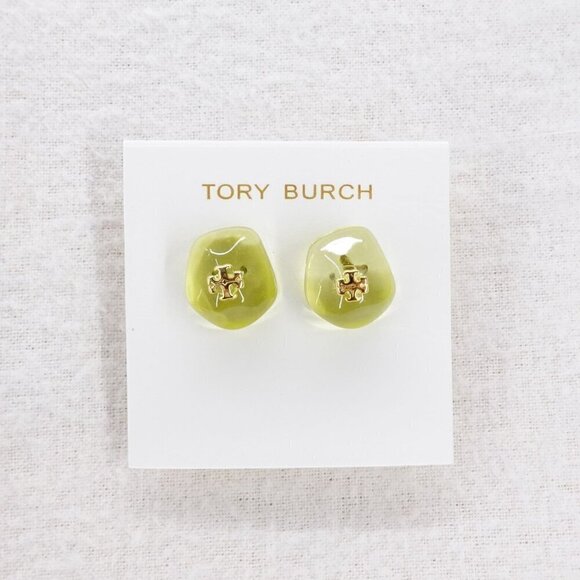Tory Burch Resin Stud Earrings Green OS - Picture 8 of 12
